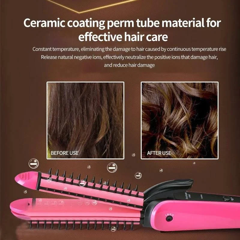 Hair Straightener, Hair Curler & Hair Crimper NHC8890 3 IN 1 Professional Hair Straightener Crimper Roller For Women H01 - Image 5