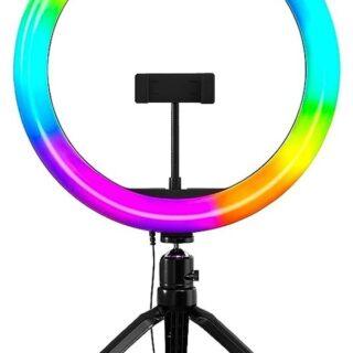12 inch RGB LED Ring Light with 16 Colour Modes Adjustable Dimmable Lighting