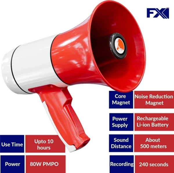 Dynamic Megaphone 75W Handheld Dynamic Megaphone - PA System with Siren