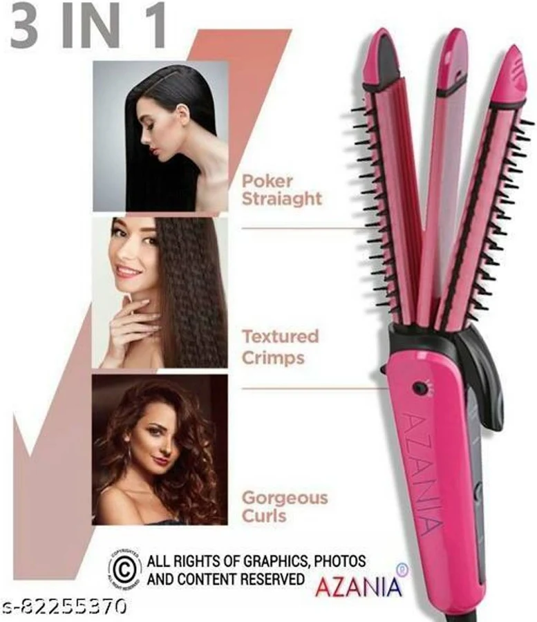 Hair Straightener, Hair Curler & Hair Crimper NHC8890 3 IN 1 Professional Hair Straightener Crimper Roller For Women H01 - Image 6