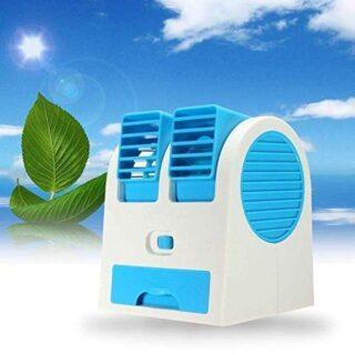 Mini USB Adjustable Angles Dual Air Outlet Fan Electric Air Fan Cooling Desktop Portable Bladeless Blower Mini Cooler Fan with USB Socket