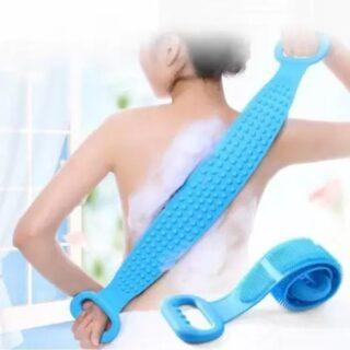 Silicone Bath Body scrubber Double side body wash bath scrubber Belt Massager  (Multicolor)