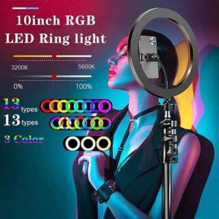 14 inch RGB LED Ring Light with 16 Colour Modes Adjustable Dimmable Lighting
