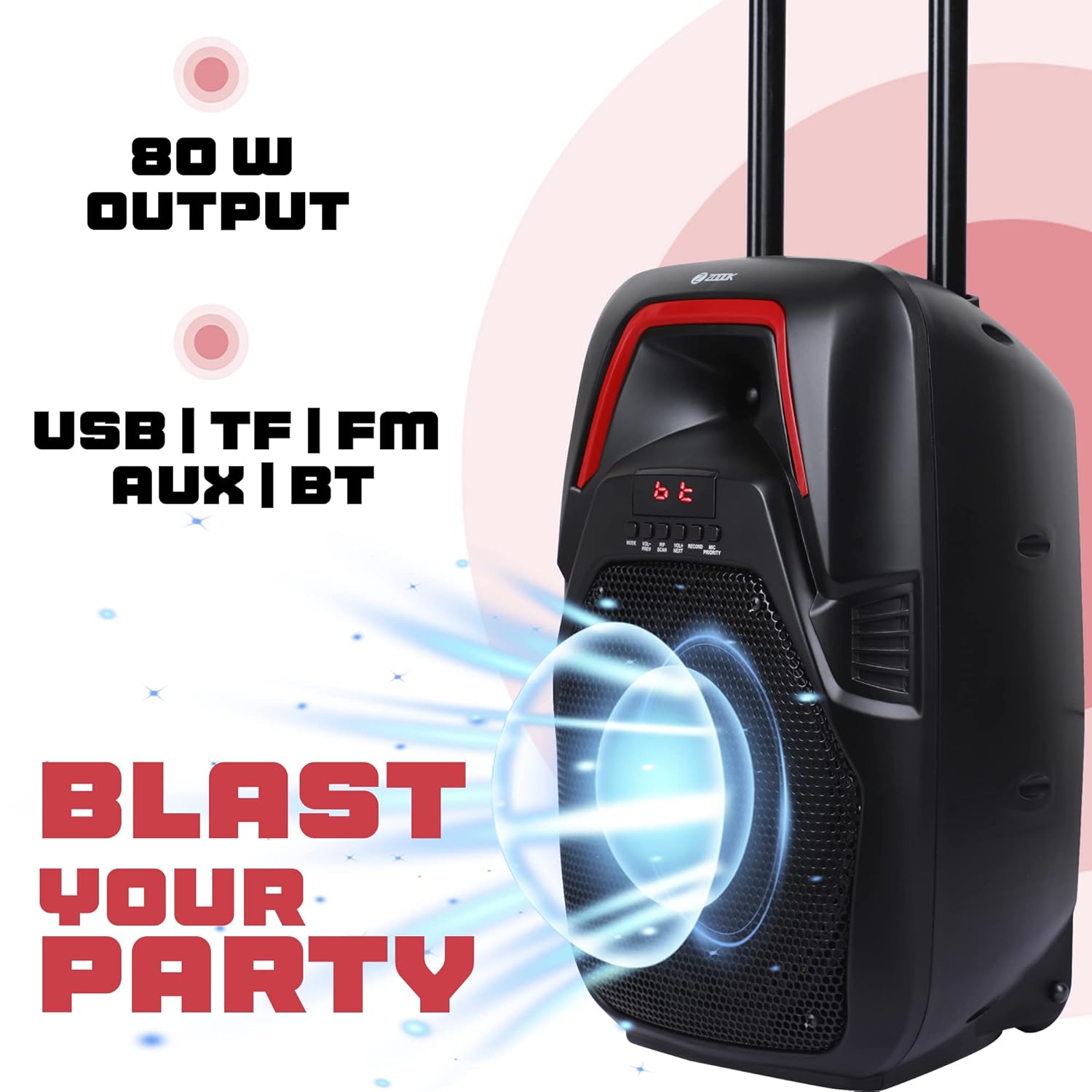 Zoook ZK-Thunder Storm 80W Bluetooth Trolly Party Speaker (Black, Stereo Channel) - Image 2