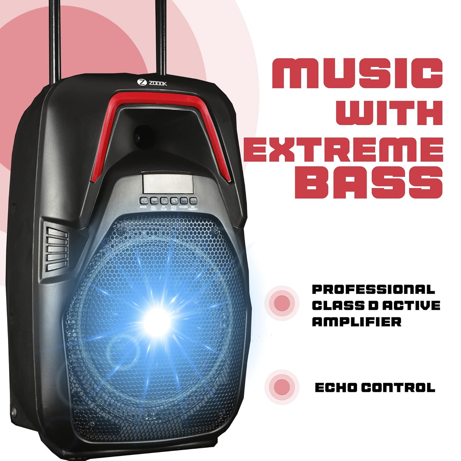 Zoook ZK-Thunder Storm 80W Bluetooth Trolly Party Speaker (Black, Stereo Channel) - Image 4