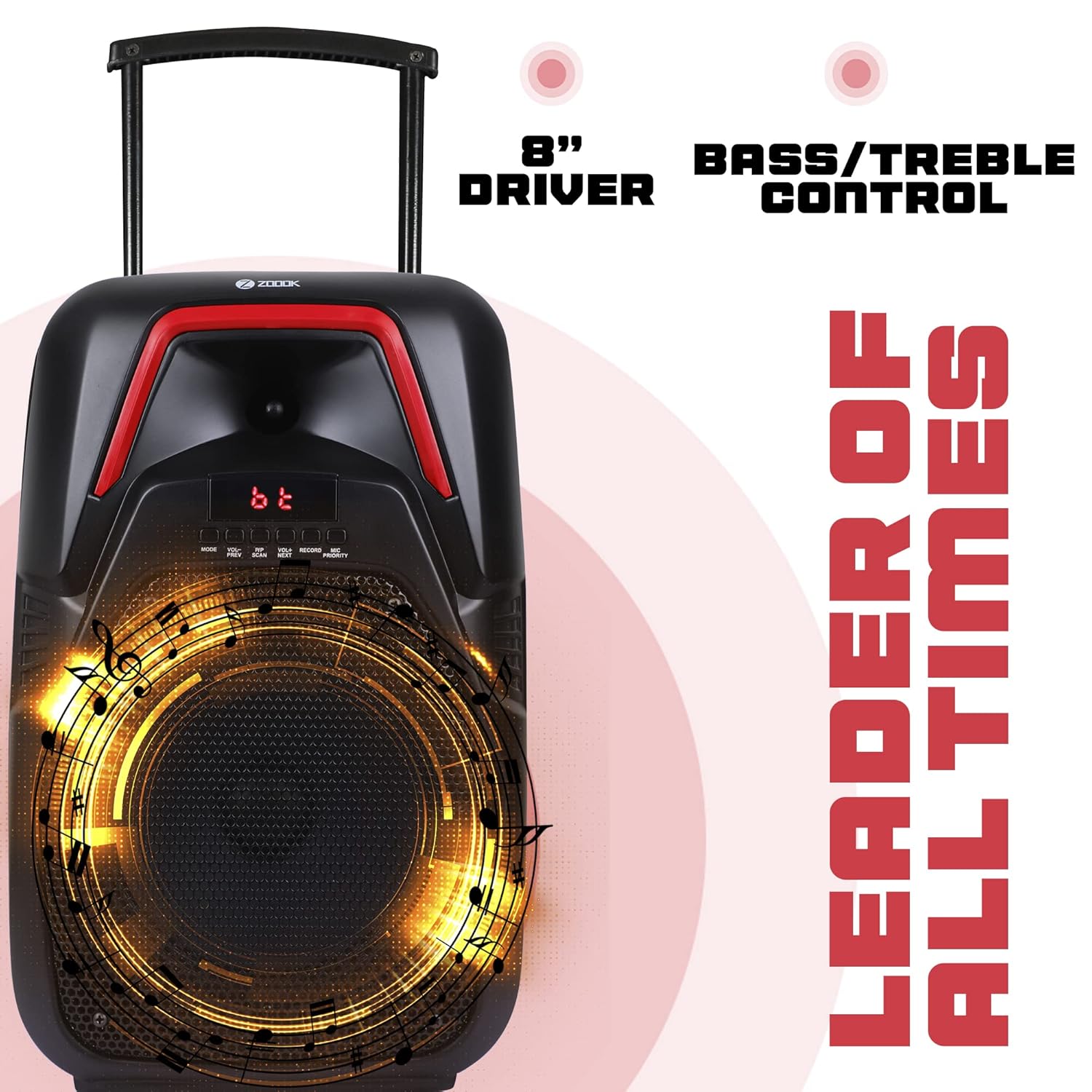 Zoook ZK-Thunder Storm 80W Bluetooth Trolly Party Speaker (Black, Stereo Channel) - Image 5