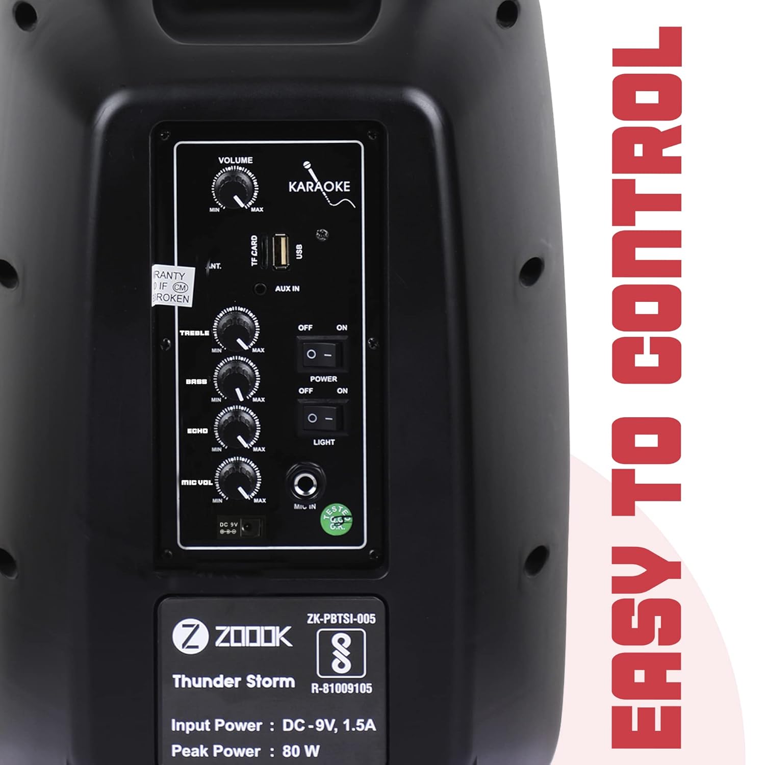 Zoook ZK-Thunder Storm 80W Bluetooth Trolly Party Speaker (Black, Stereo Channel) - Image 6