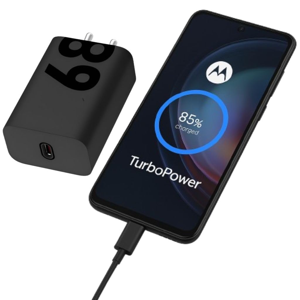 motorola 68w turbo power charger β ultra fast gan charging adapter with 6.5a cable
