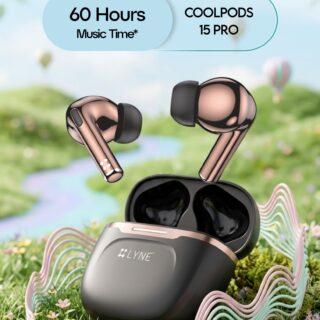 lyne coolpods 15 pro – wireless earbuds with enc, quad mic & 60h playtime