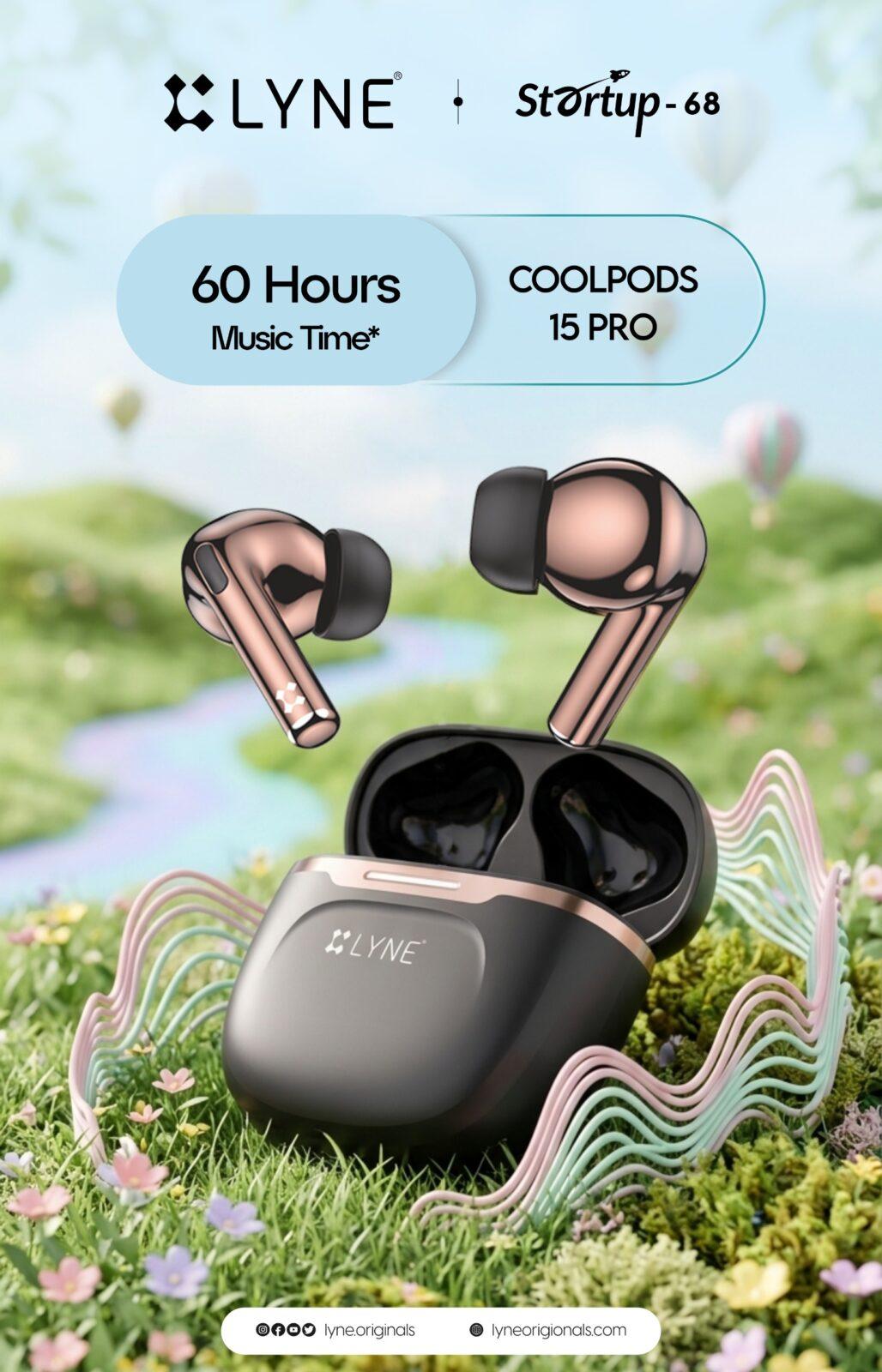 lyne coolpods 15 pro – wireless earbuds with enc, quad mic & 60h playtime